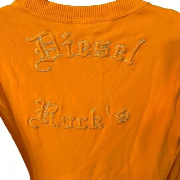 Diesel Women’s Orange Sweatshirt “Diesel Rocks” On Back Size Small - Picture 2 of 8